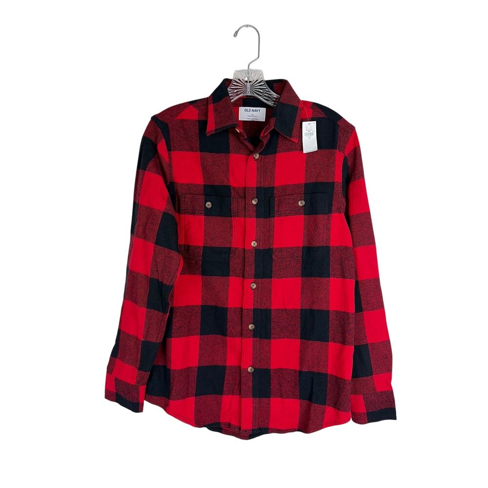 Old Navy Womens Flannel Shirt XS Red Black Buffalo Plaid Outdoor Gorpcore NWT